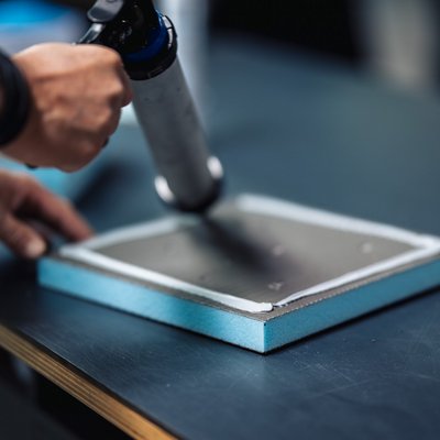 Verklebung Stück wedi Bauplatte mit wedi 610